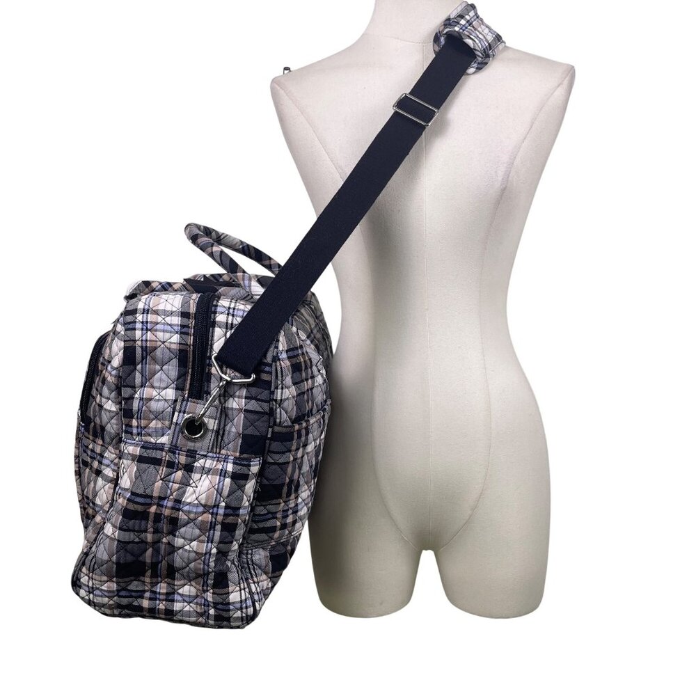 Vera Bradley Women’s Plaid Quilted With Adjustable Strap Weekender Travel Bag - Picture 7 of 12